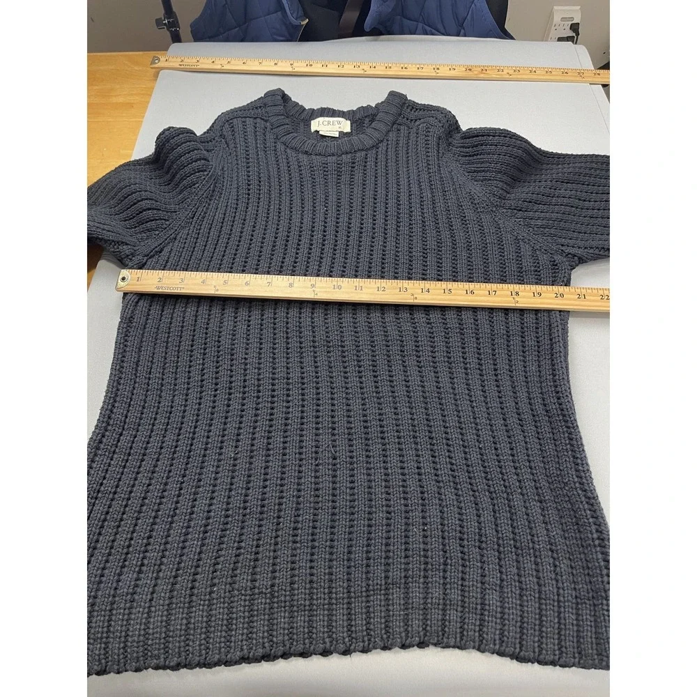 J Crew Mens Sweater XL Navy‎ Blue Fisherman Cotton Heavyweight Knit Nautical